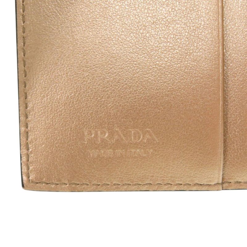 Prada 1 Mv204 Saffiano Leather Gold Fold Wallet 0933 — view 7