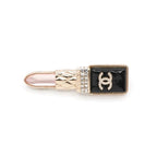 Chanel Brooch Corsage Gold Black Pink Rhinestone Lip Motif — view 3