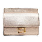 Fendi Pink Gold Compact Wallet Leather Card Case