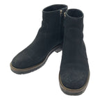 Chanel Leather CC Logo Side Zip Short Boots 38 Black