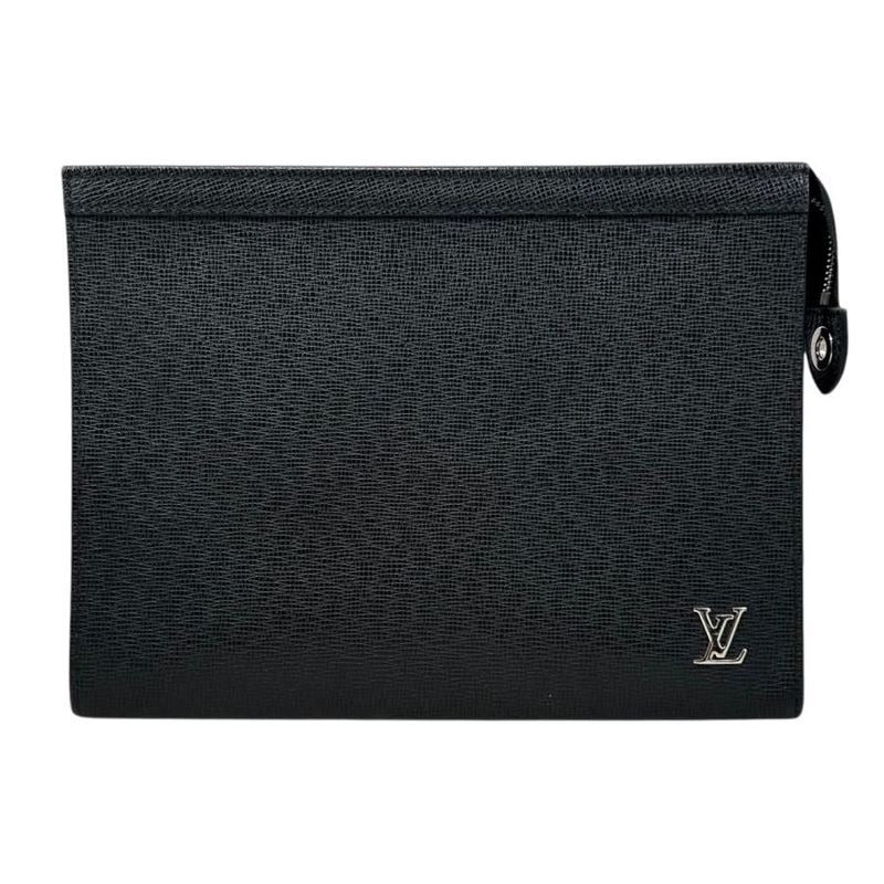 Louis Vuitton Clutch Bag Pochette Voyage Taiga Noir Black — view 2