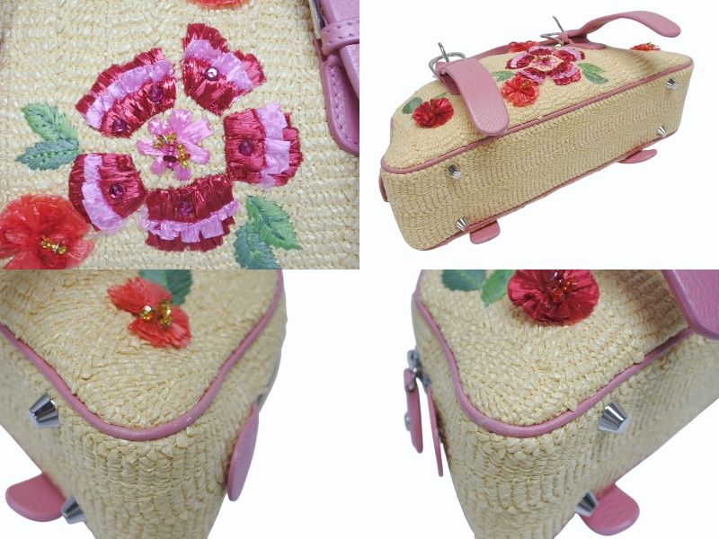 Dior Galliano Era Limited Edition Mini Boston Bag Embroidery Bijou Beige Straw — view 6