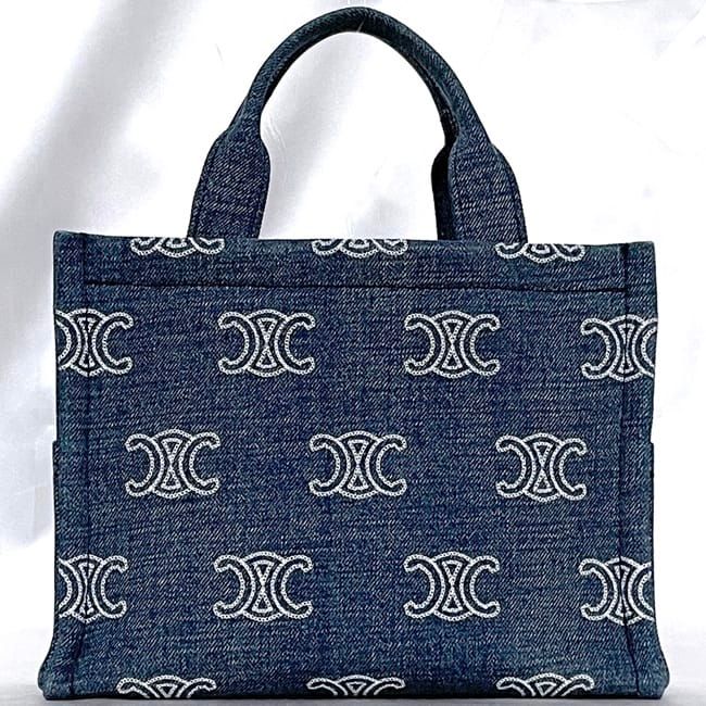 Celine 2-Way Bag Cabas Tice Blue Brown Triomphe — view 4