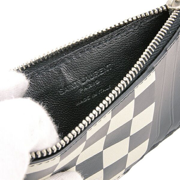 Saint Laurent Card Case Holder Beige Black — view 7