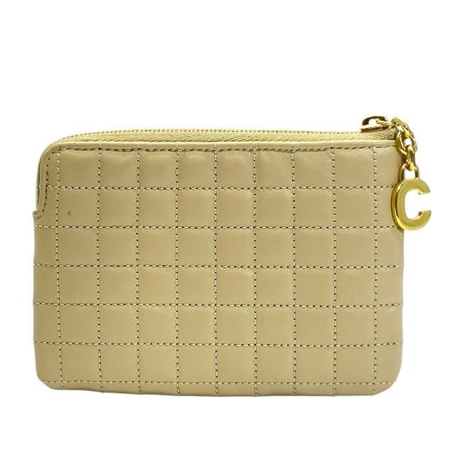 Celine CC Charm Coin Case Purse Mini Pouch Quilted Leather Beige — view 2