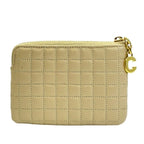 Celine CC Charm Coin Case Purse Mini Pouch Quilted Leather Beige — view 2
