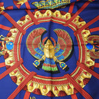 Hermes Scarf Carre 90 Silk Purple Bellflower Red Casy Scarab Pattern — view 2