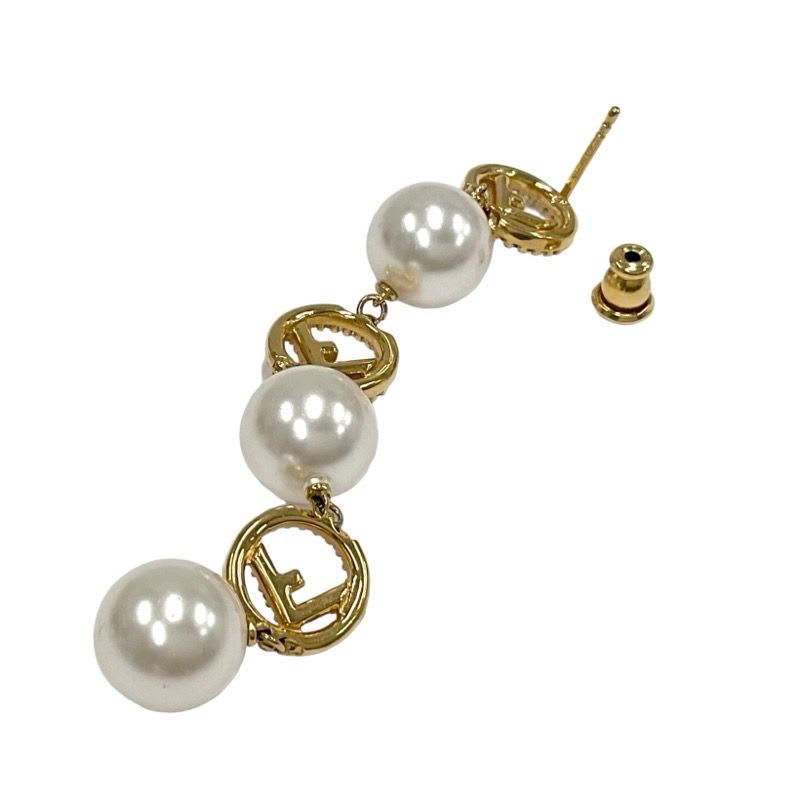 Fendi F Is Earrings Earring Gold Rhinestone Pearl — view 8