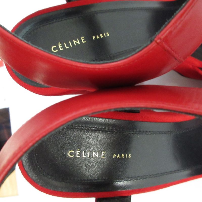 Celine Ankle Strap Suede Chunky Heel Sandals Size 36 — view 5