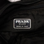 Prada Triangle Logo Plate Tote Handbag Black Nylon — view 7