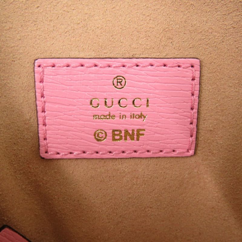 Gucci Bananya Heart Leather Pink Coin Case Wallet Key Ring 1073 — view 4