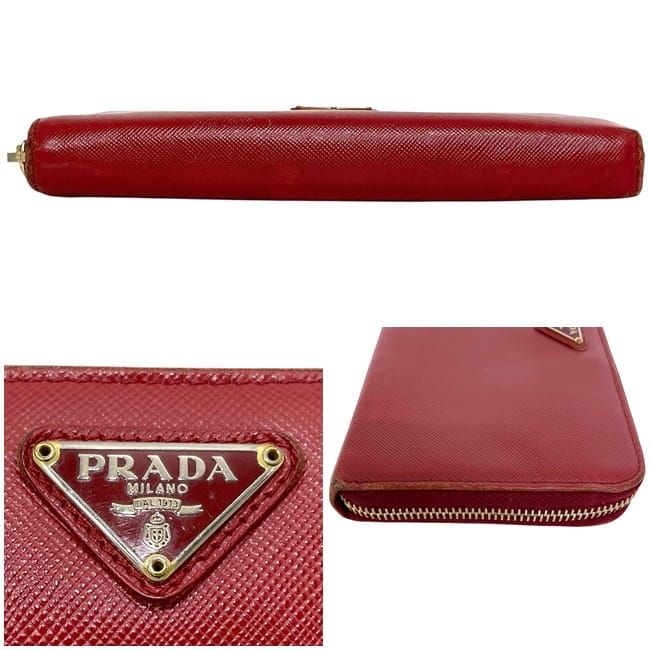 Prada Round Zipper Long Wallet Red 1 M0506 Saffiano — view 4
