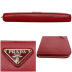 Prada Round Zipper Long Wallet Red 1 M0506 Saffiano — view 4