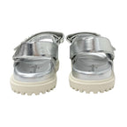 Christian Dioract Sandals Shoes Leather Metallic Silver Logo Lambskin — view 5