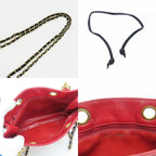 Chanel Shoulder Bag Bicolore Chain Lambskin Red Gold Hardware Mini Drawstrin — view 6