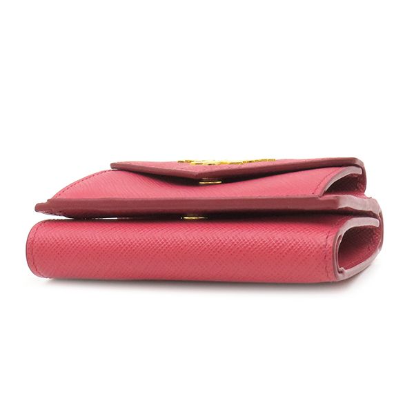 Prada Trifold Wallet Metal Logo Leather Pink Gold Hardware Compact — view 3