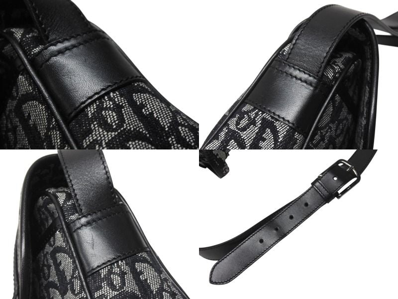 Dior Shoulder Bag Trotter Canvas Leather Black Galliano — view 5