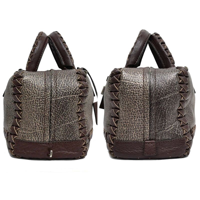 Loewe Amazona 28 Handbag Metallic Bronze Brown Silver Hardware Anagram — view 5