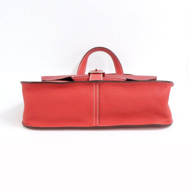 Hermes Halzan 31 Taurillon Clemence Rouge Tomato Vermillion Silver — view 6