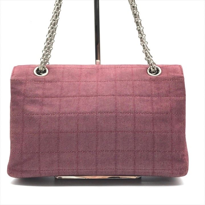 Chanel 2.55 Choco Bar Canvas Chain Shoulder Bag Gold — view 3