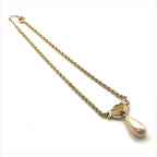 Dior Color Stone Faux Pearl Chain Necklace Gold — view 3