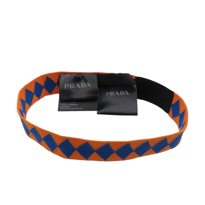 Prada Cotton Orange Blue Multicolor 2-Piece Hair Turban Set 0802 — view 2