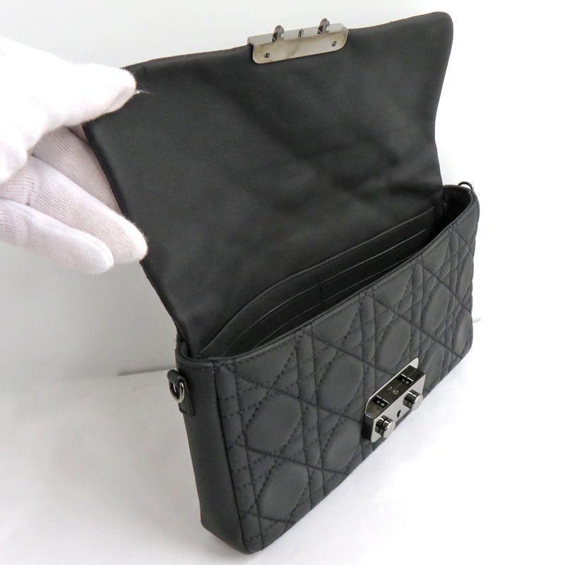 Dior Chain Bag Black Silver Hardware New Rock Cannage Leather — view 6