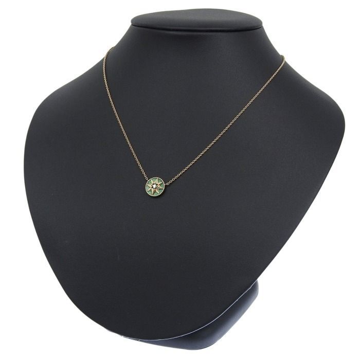 Christian Dior Rose De Vents Medallion Diamond Malachite Necklace 18K Yellow — view 9