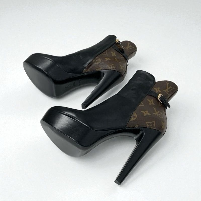 Louis Vuitton Afterglow Line Monogram Boots Short Shoes Leather Black — view 6
