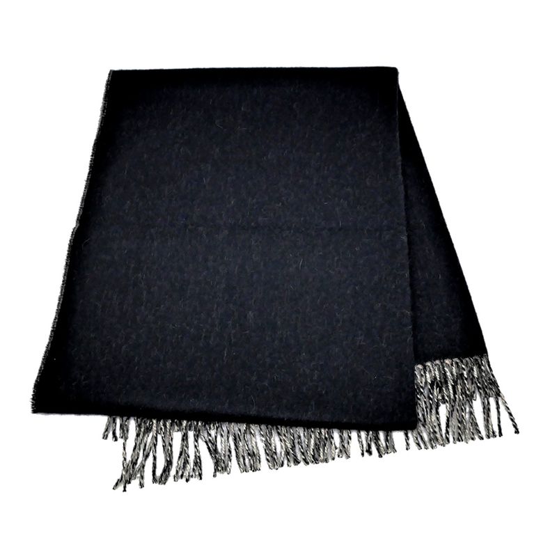 Hermes Muffler Shawl Double Face Black Beige Cine Cashmere 100% Scarf — view 2