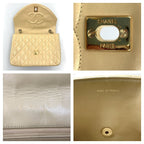 Chanel Quilted Single Flap Chain Shoulder Bag Khaki — view 8