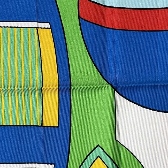 Hermes Scarf Carre 90 Green Blue White Thalass — view 6
