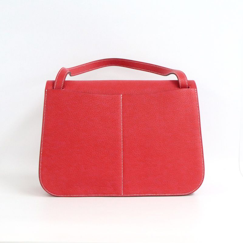 Hermes Halzan 31 Taurillon Clemence Rouge Tomato Vermillion Silver — view 3