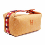 Hermes Brid A Black PM Au-carre Handbag Pouch Faube Orange — view 4