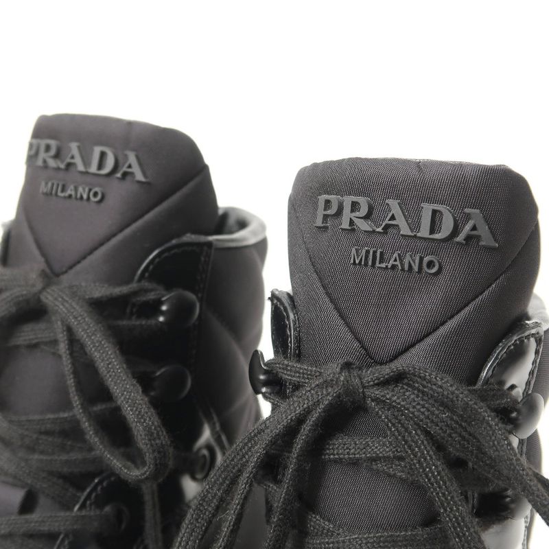 Prada Macro HIGH TOP Sneakers Size 37 Cut Triangle Logo Re-nylon — view 5