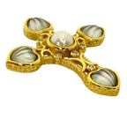 Dior Necklace Brooch 2-Way Top Pendant Faux Pearl Gold Logo — view 4