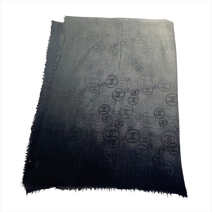 Chanel CC Logo Gradient Cashmere Large Shawl Scarf — view 6