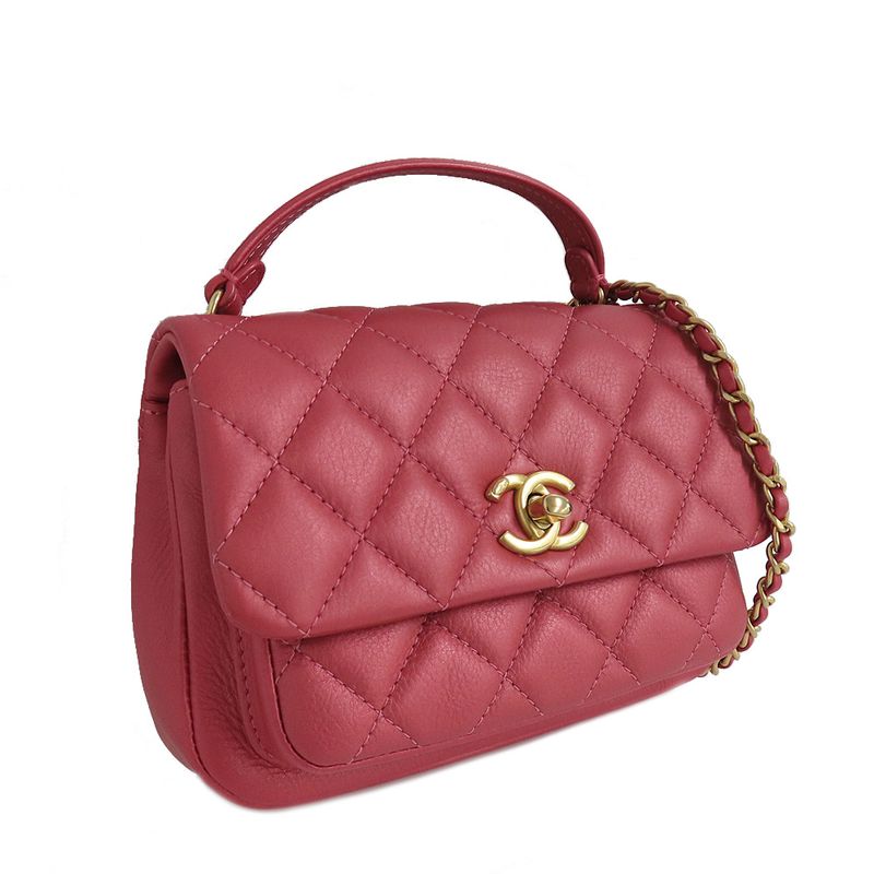 Chanel Top Handle Mini Flap Bag Pink As1226 Quilted Lambskin — view 4