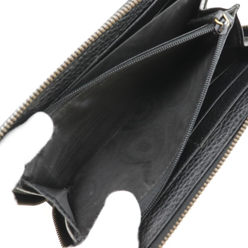 Gucci Round Zipper Embroidery GG Marmont Leather Black Long Wallet — view 7
