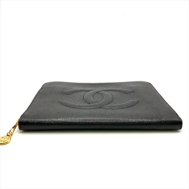 Chanel CC Logo Caviar Leather Mini Pouch Second Black — view 3