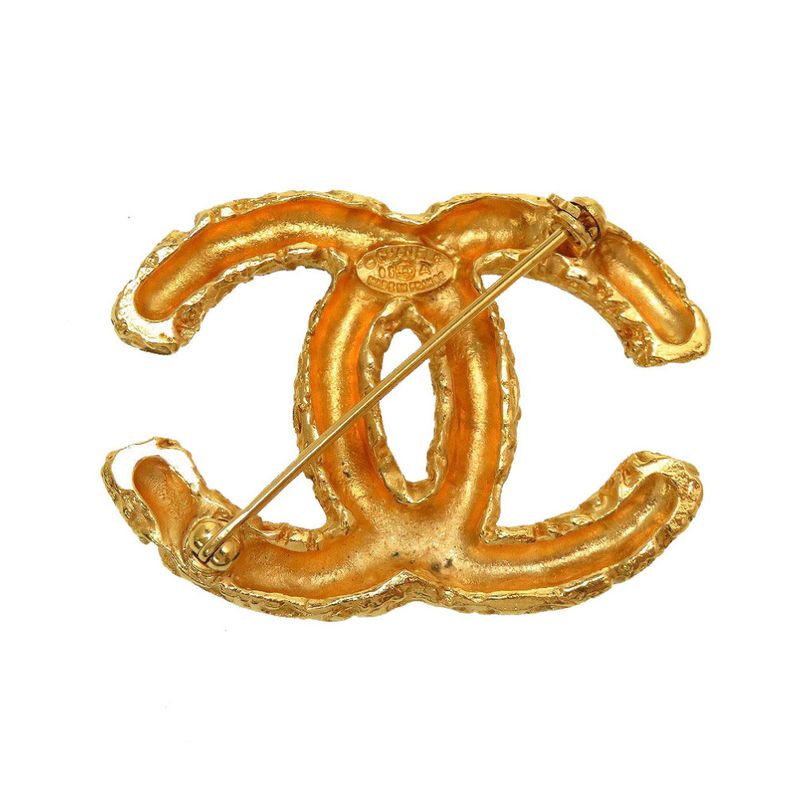 Chanel Vintage Coco Mark Lava 95 a Metal Gold Brooch 0137 — view 3
