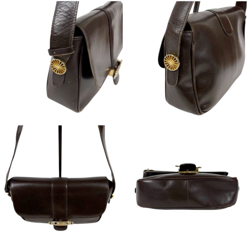 Celine Mini Shoulder Bag Dark Brown Leather Horse Carriage Hardware — view 7