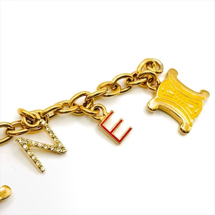 Celine Triomphe Gold Rhinestone Bracelet — view 6
