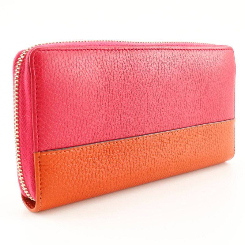 Gucci Round Zipper Bamboo Tassel Bicolor Calf Pink Orange Long — view 3