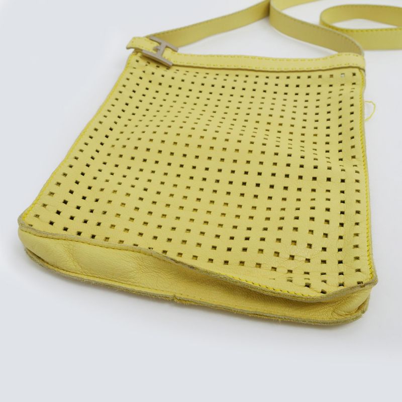 Hermes Tudu Punching Pochette Yellow Silver Hardware Shoulder Bag — view 4
