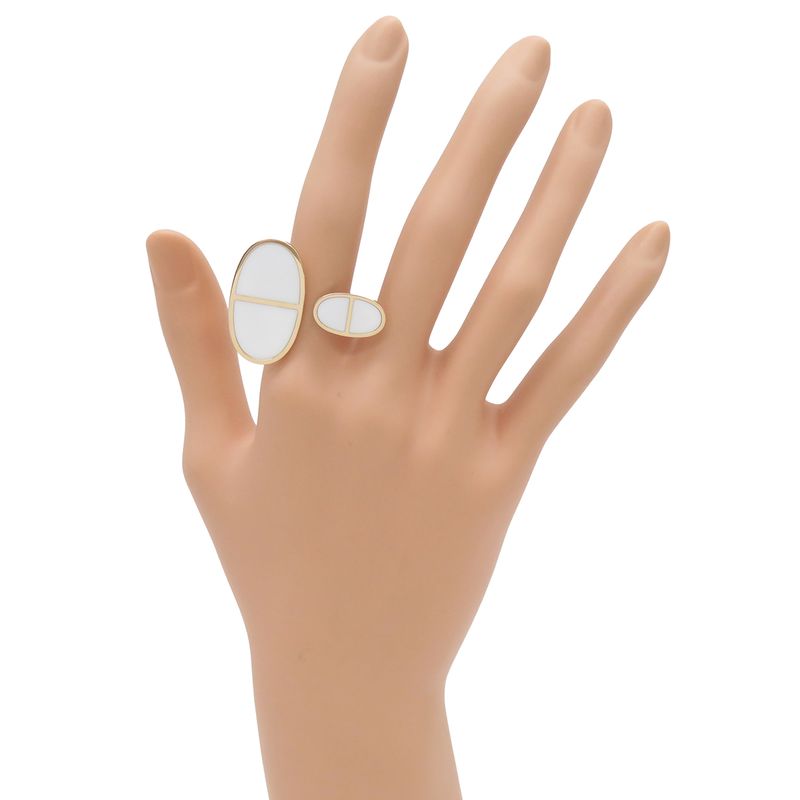 Hermes Ring Chaine D'ancre Verso 18K Pink Gold White Ceramic — view 6