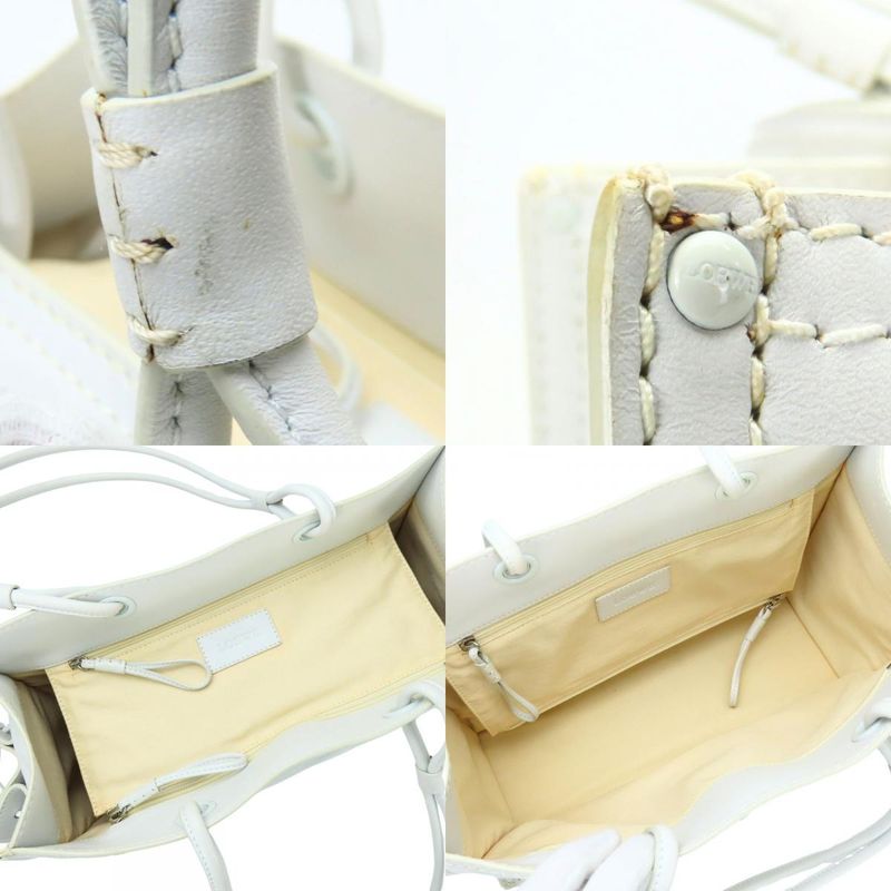 Loewe Tote Bag Crown Logo Stitch Leather Plastic White Studded Shopper — view 7