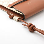 Celine Triomphe Phone Case Leather Brown White