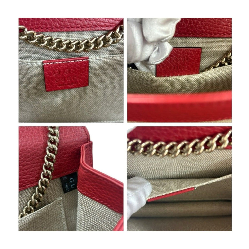 Gucci Interlocking Red Leather Shoulder Bag — view 7