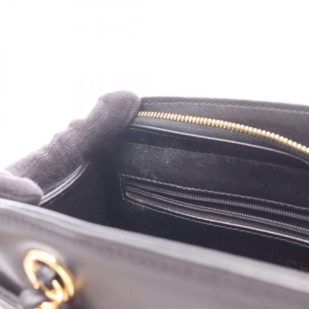 Chanel Handbag CC Logo Black Leather Turnlock Chain — view 6